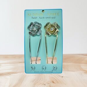 Sunday State Floral Hair Pins - Gold and Silver